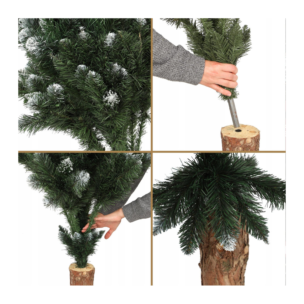 KADAX Künstlicher Weihnachtsbaum Kiefer mit Diamantkristallen und Jute auf Stamm, grün, Höhe: 180 cm - Bild 7