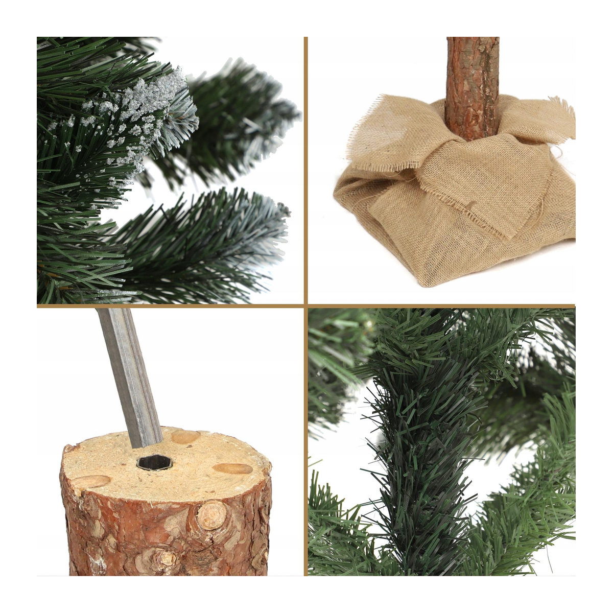 KADAX Künstlicher Weihnachtsbaum Kiefer mit Diamantkristallen und Jute auf Stamm, grün, Höhe: 180 cm - Bild 10