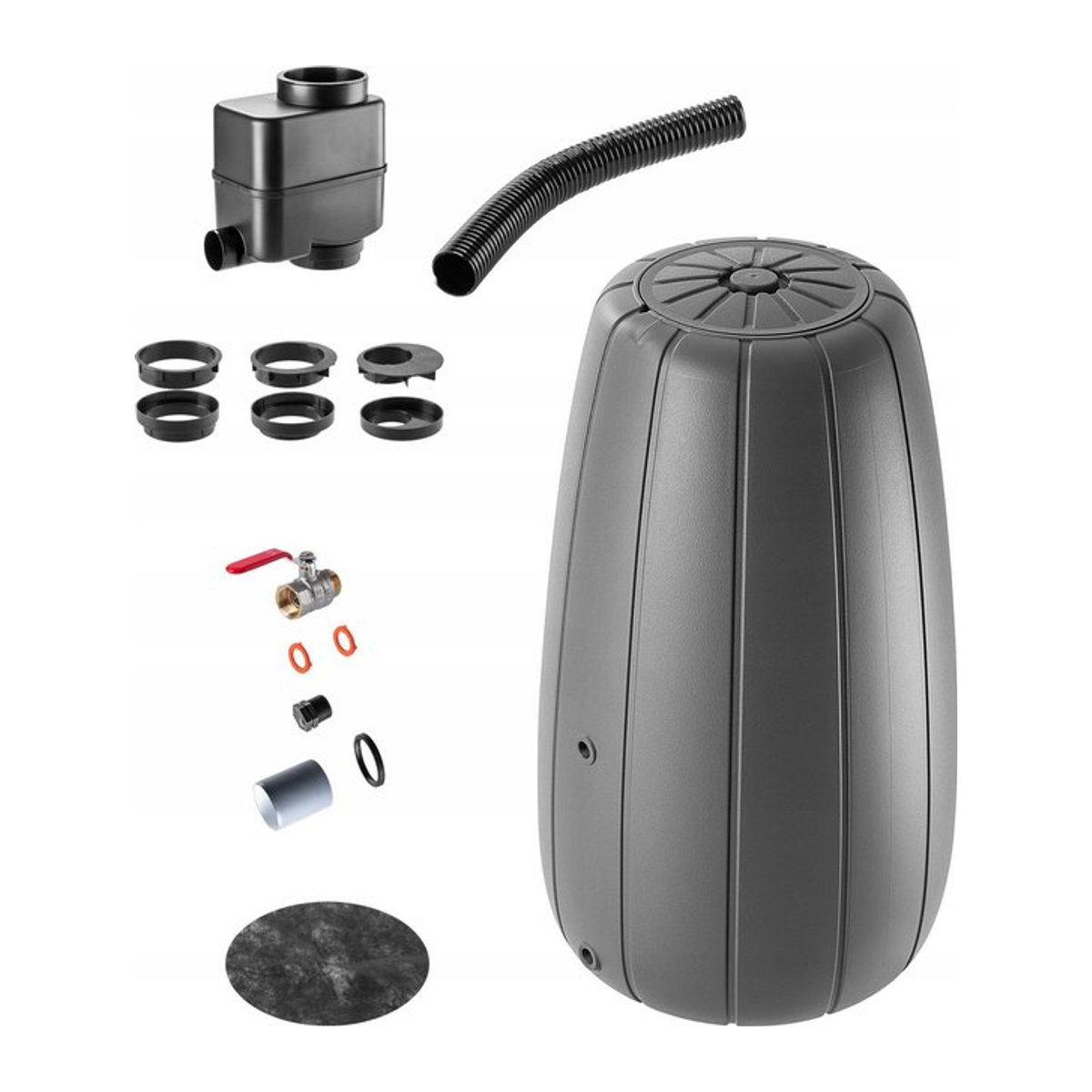 KADAX Regenwassertank mit Hahn und Blumentopf in Grau, 200 l - Bild 1