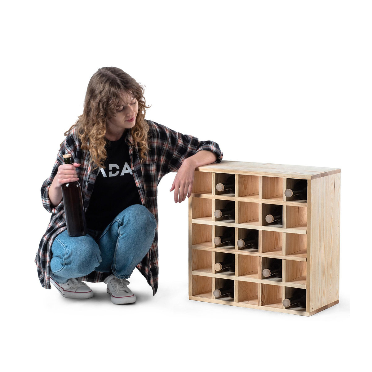 KADAX Weinregal Schachbrett aus Holz in Dunkelbraun - Bild 6