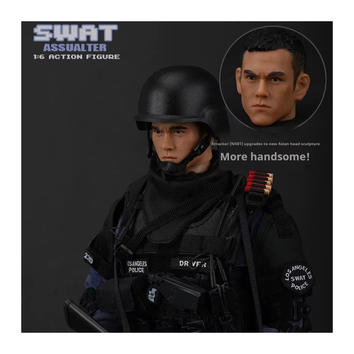 Kadhobby 1/6 SWAT Action Figur Simulation Soldat Modell Kit in Schwarz aus Kunststoff - Bild 6