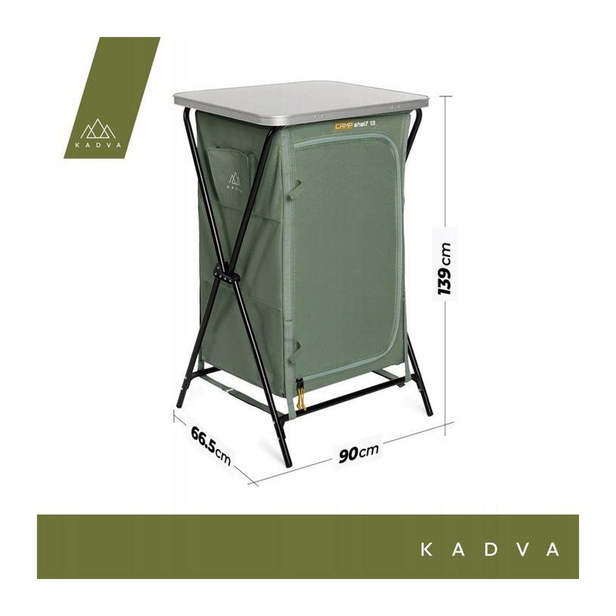 Kadva Campshelf 13 Reise-Schrank in Grün mit Aluminiumgestell und Taschen für Kleinteile - Bild 2