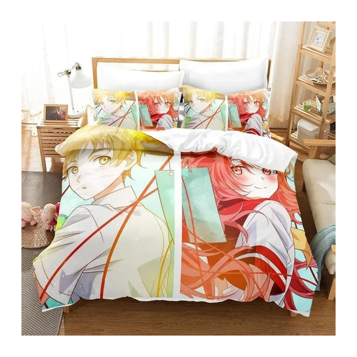 Kaede Anime Bettwäsche-Set mit 3D Kawaii Design, Cartoon Bettbezug für Erwachsene und Kinder, B/H: 135 x 200 cm - Bild 1
