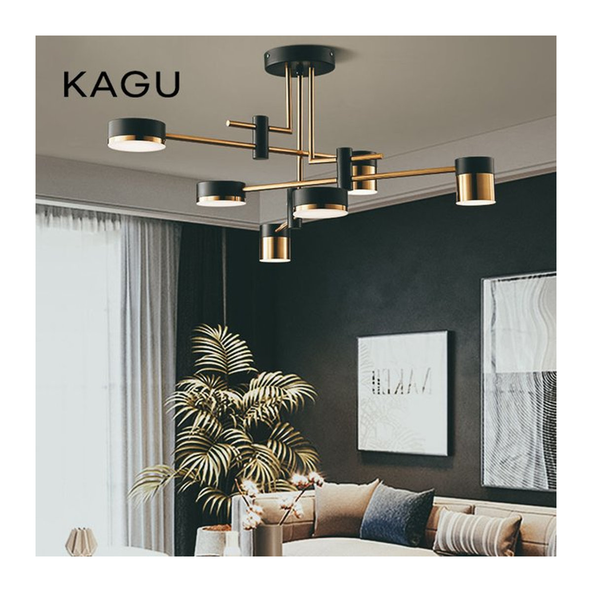 KAGU Nordic Kronleuchter aus Metall im modernen minimalistischen Design für Wohnzimmer, Restaurant oder Schlafzimmer in Schwarz/Weiß - Bild 1