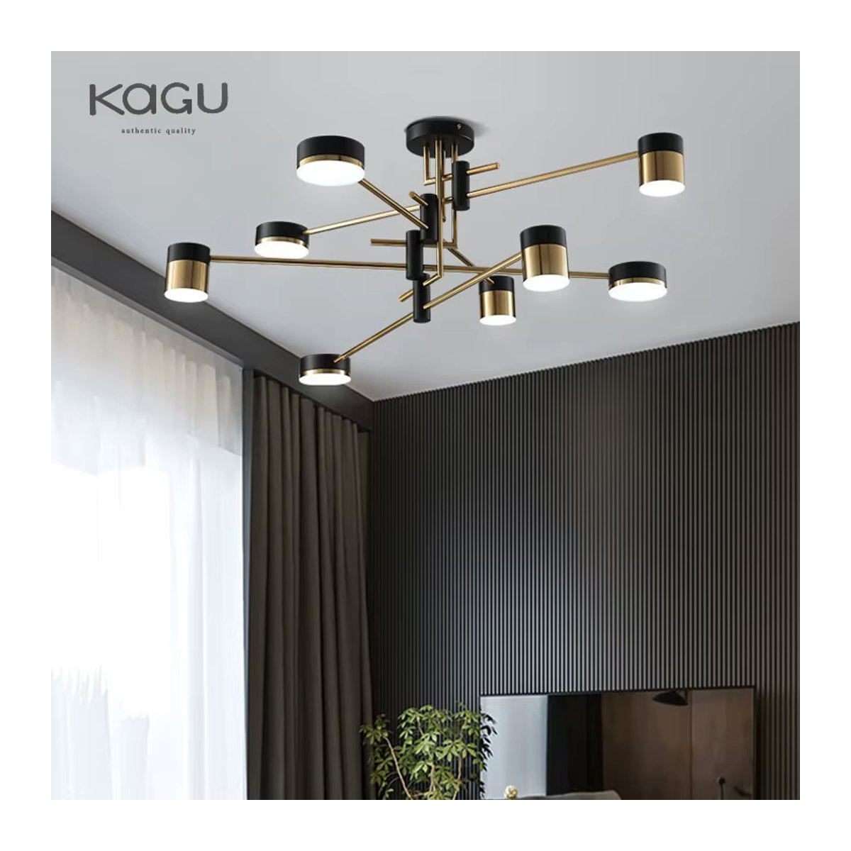 KAGU Nordic Kronleuchter aus Metall im modernen minimalistischen Design für Wohnzimmer, Restaurant oder Schlafzimmer in Schwarz/Weiß - Bild 2