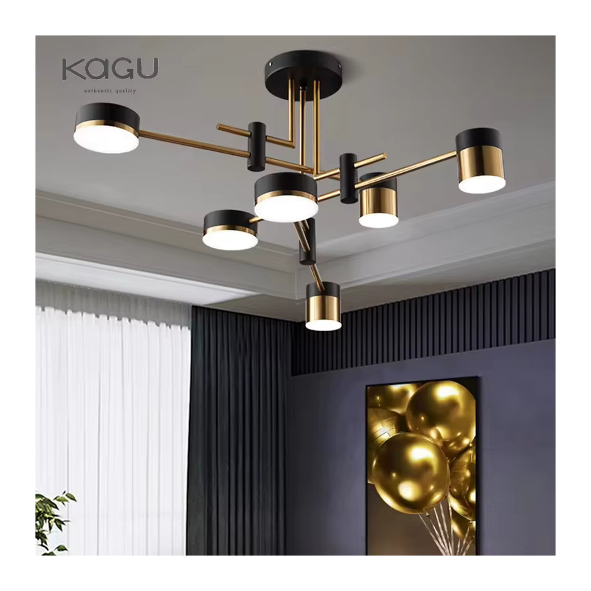 KAGU Nordic Kronleuchter aus Metall im modernen minimalistischen Design für Wohnzimmer, Restaurant oder Schlafzimmer in Schwarz/Weiß - Bild 3
