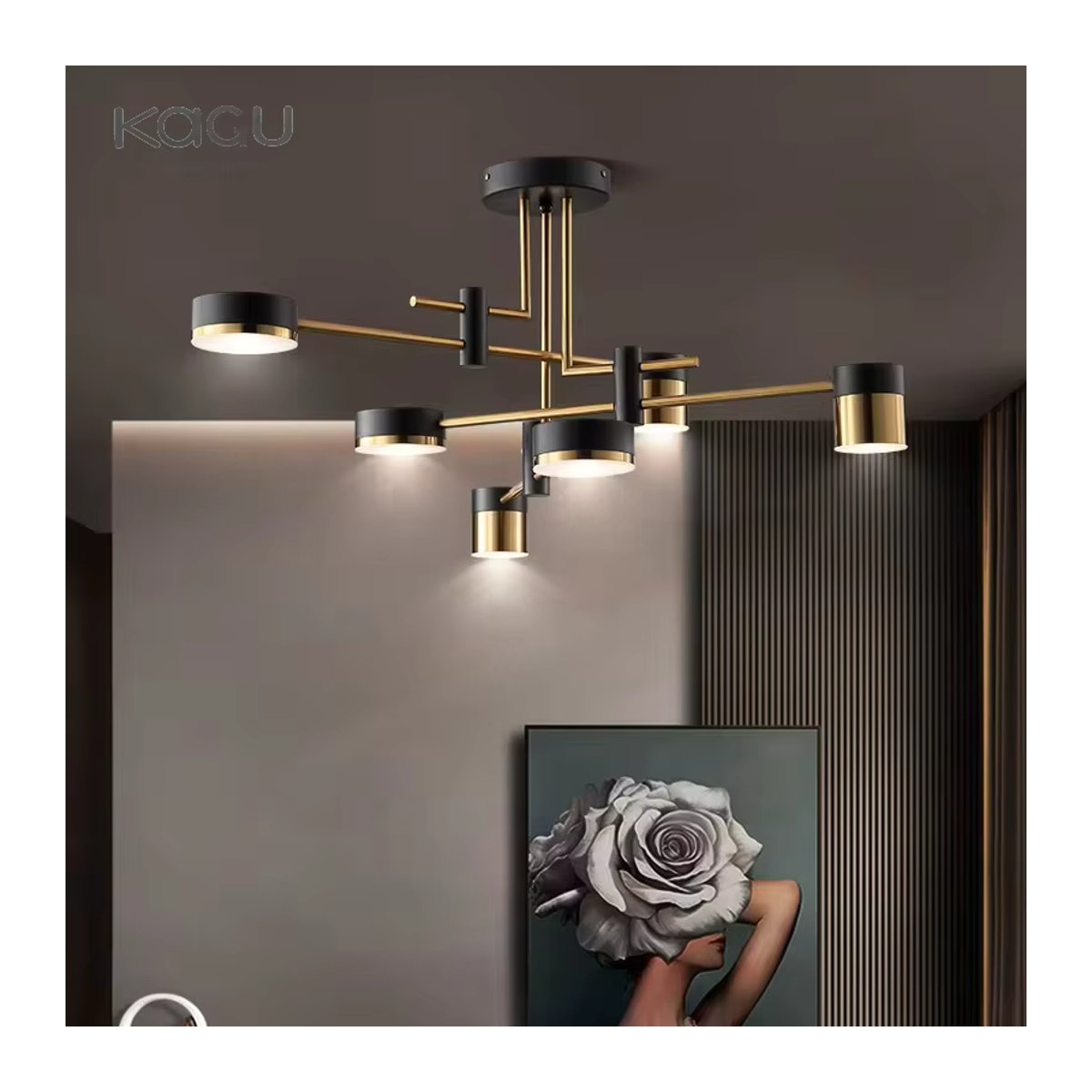 KAGU Nordic Kronleuchter aus Metall im modernen minimalistischen Design für Wohnzimmer, Restaurant oder Schlafzimmer in Schwarz/Weiß - Bild 4