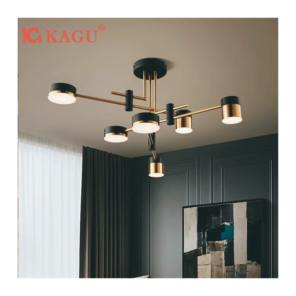KAGU Nordic Kronleuchter aus Metall im modernen minimalistischen Design für Wohnzimmer, Restaurant oder Schlafzimmer in Schwarz/Weiß - Bild 5