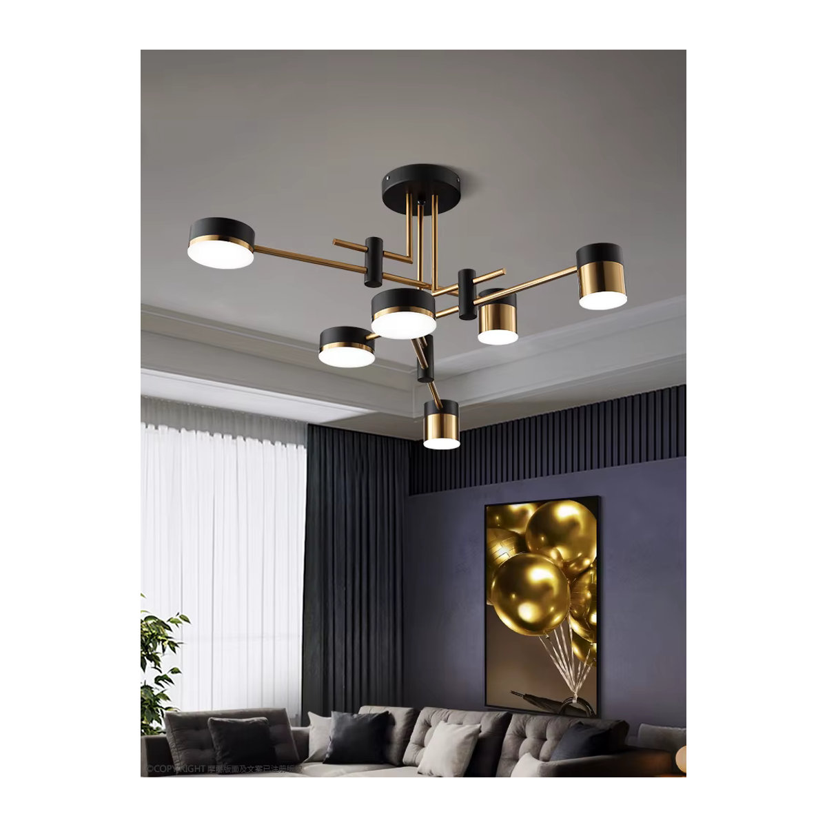 KAGU Nordic Kronleuchter aus Metall im modernen minimalistischen Design für Wohnzimmer, Restaurant oder Schlafzimmer in Schwarz/Weiß - Bild 7