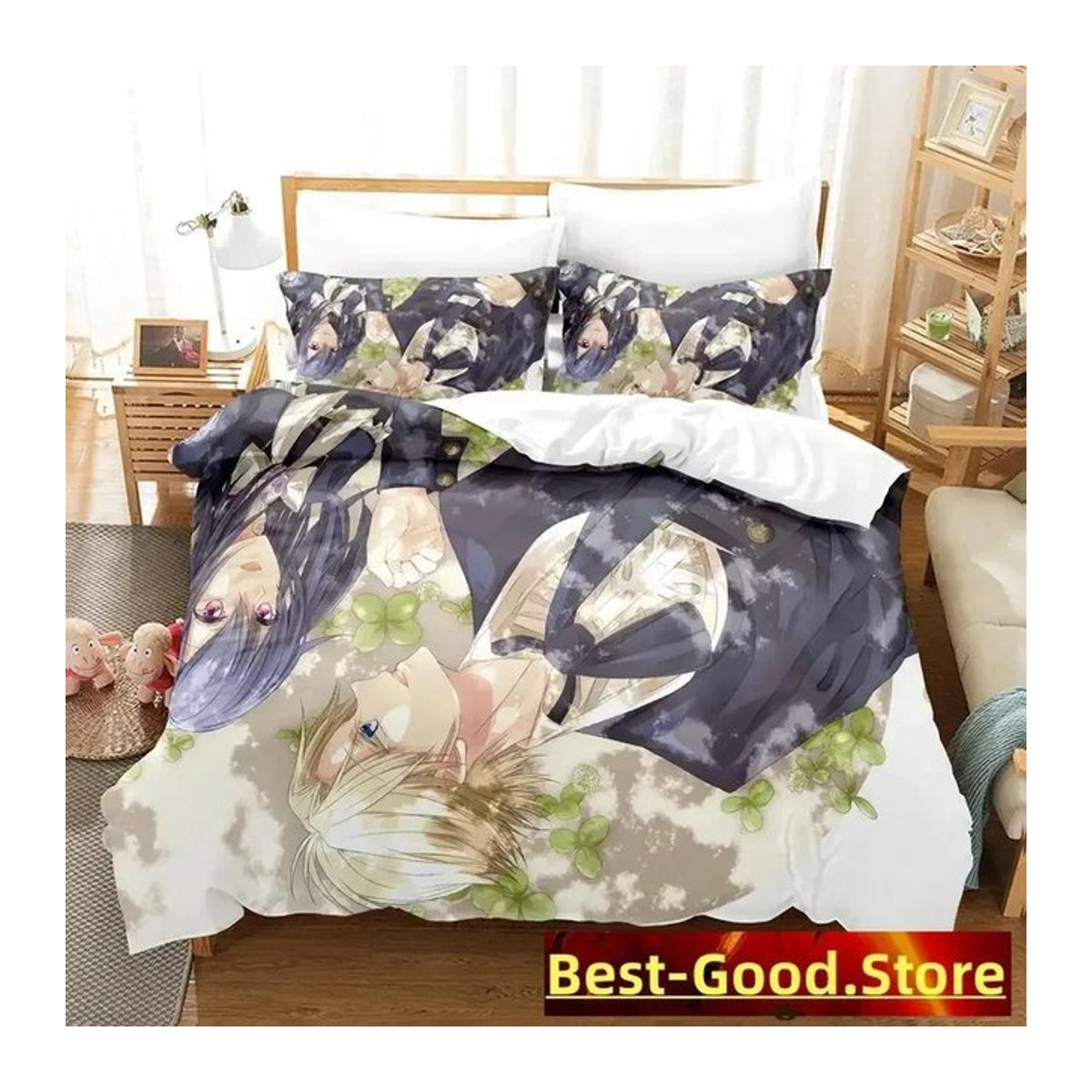Kaichou Wa Maid-sama Bettwäsche-Set mit Bettbezug und Kopfkissenbezügen für Einzelbetten, Anime Design, B/H: 135 x 200 cm - Bild 1