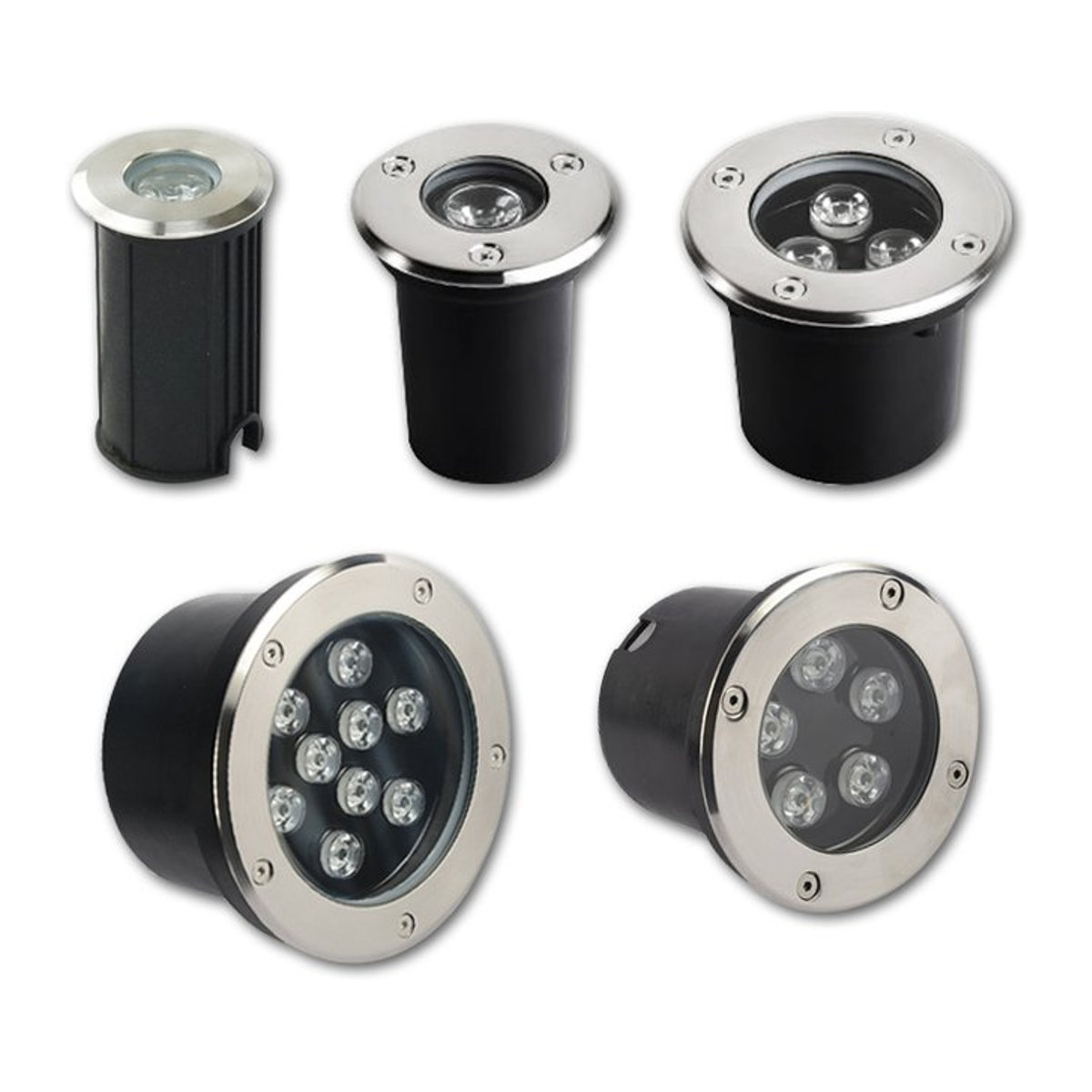 KAISANXINYI LED Außenstrahler aus Edelstahl in Schwarz, moderner IP67 wasserdichter Boden-Einbauscheinwerfer für den Garten - Bild 1