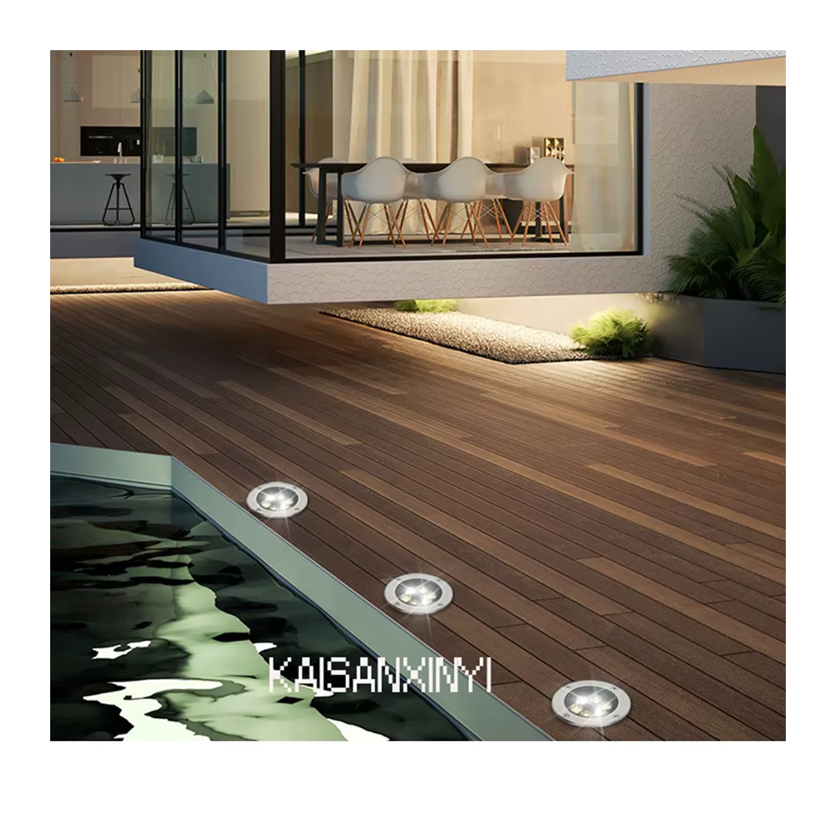 KAISANXINYI LED Außenstrahler aus Edelstahl in Schwarz, moderner IP67 wasserdichter Boden-Einbauscheinwerfer für den Garten - Bild 5