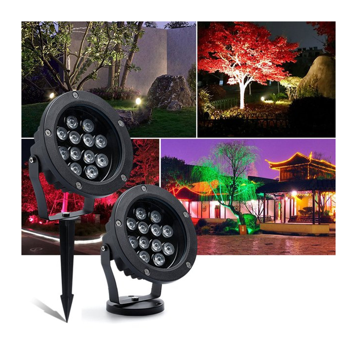 KAISANXINYI LED Außenstrahler IP67 Schwarz aus Aluminium für Garten und Landschaftsbau - Bild 1