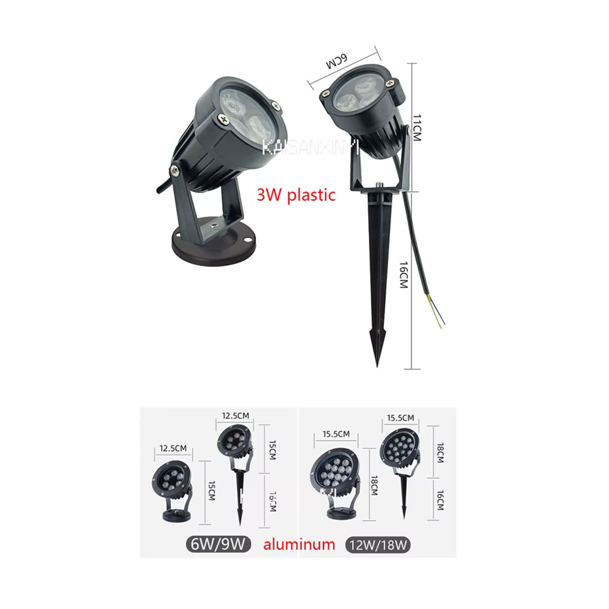 KAISANXINYI LED Außenstrahler IP67 Schwarz aus Aluminium für Garten und Landschaftsbau - Bild 2