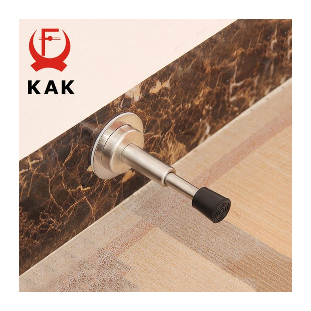 KAK Edelstahl-Türstopper mit hydraulischem Pufferdämpfer und Gummi-Wandschutz für die Wandmontage in modernem Design - Bild 1