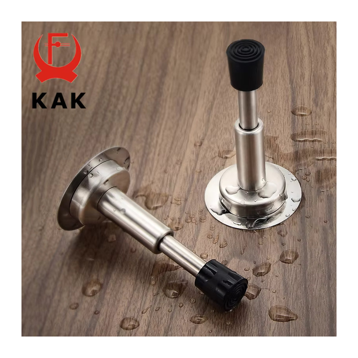 KAK Edelstahl-Türstopper mit hydraulischem Pufferdämpfer und Gummi-Wandschutz für die Wandmontage in modernem Design - Bild 5