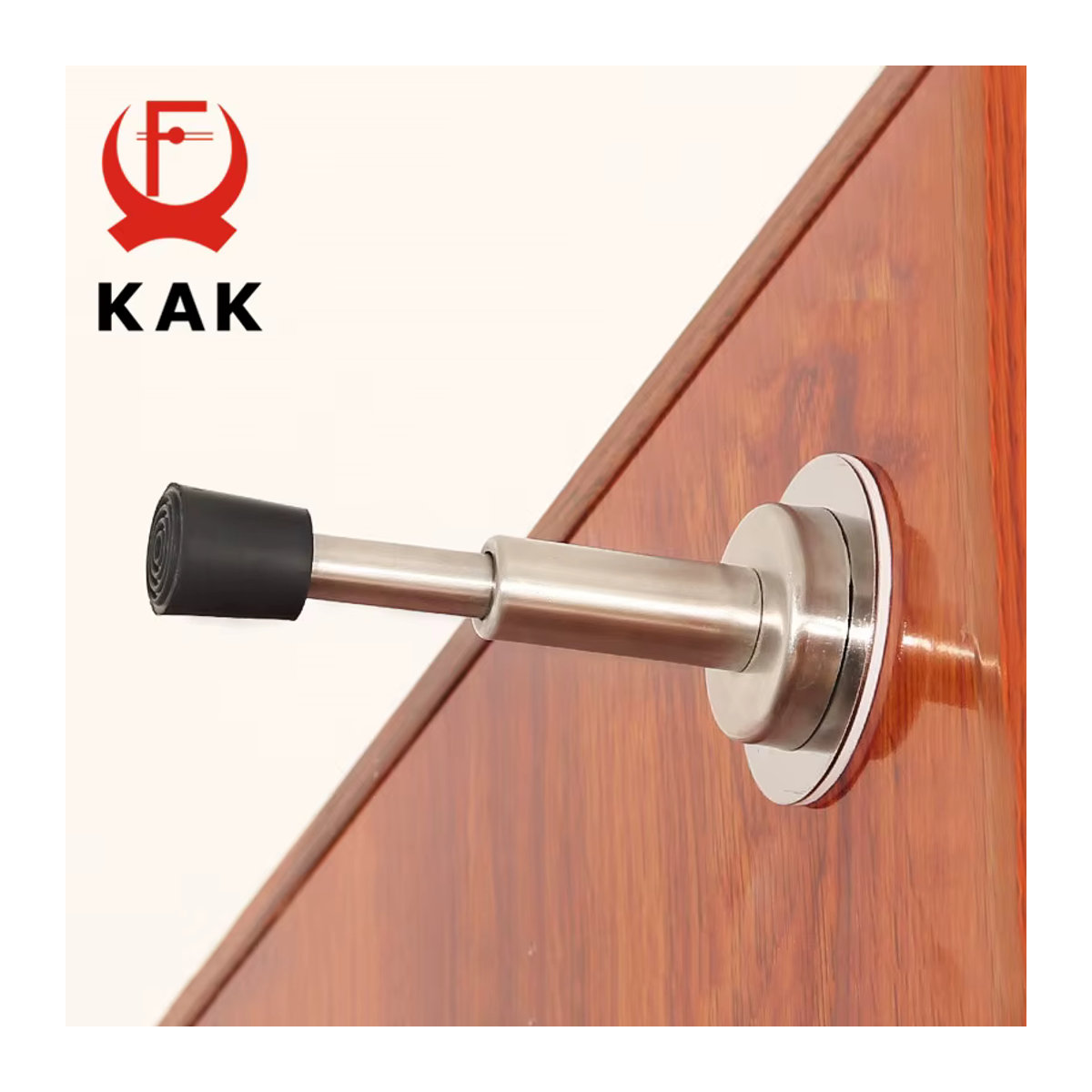 KAK Edelstahl-Türstopper mit hydraulischem Pufferdämpfer und Gummi-Wandschutz für die Wandmontage in modernem Design - Bild 6