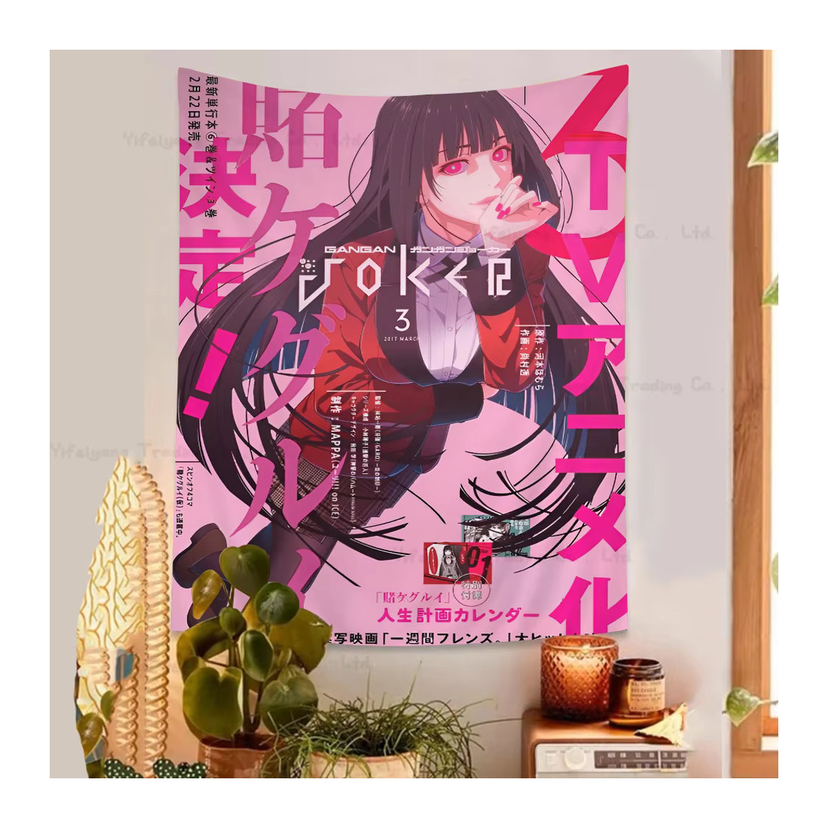 Kakegurui Jabami Yumeko Wandteppich mit Abstract-Design in Rosa, Rechteckiger Wandbehang für dein Zimmer - Bild 3
