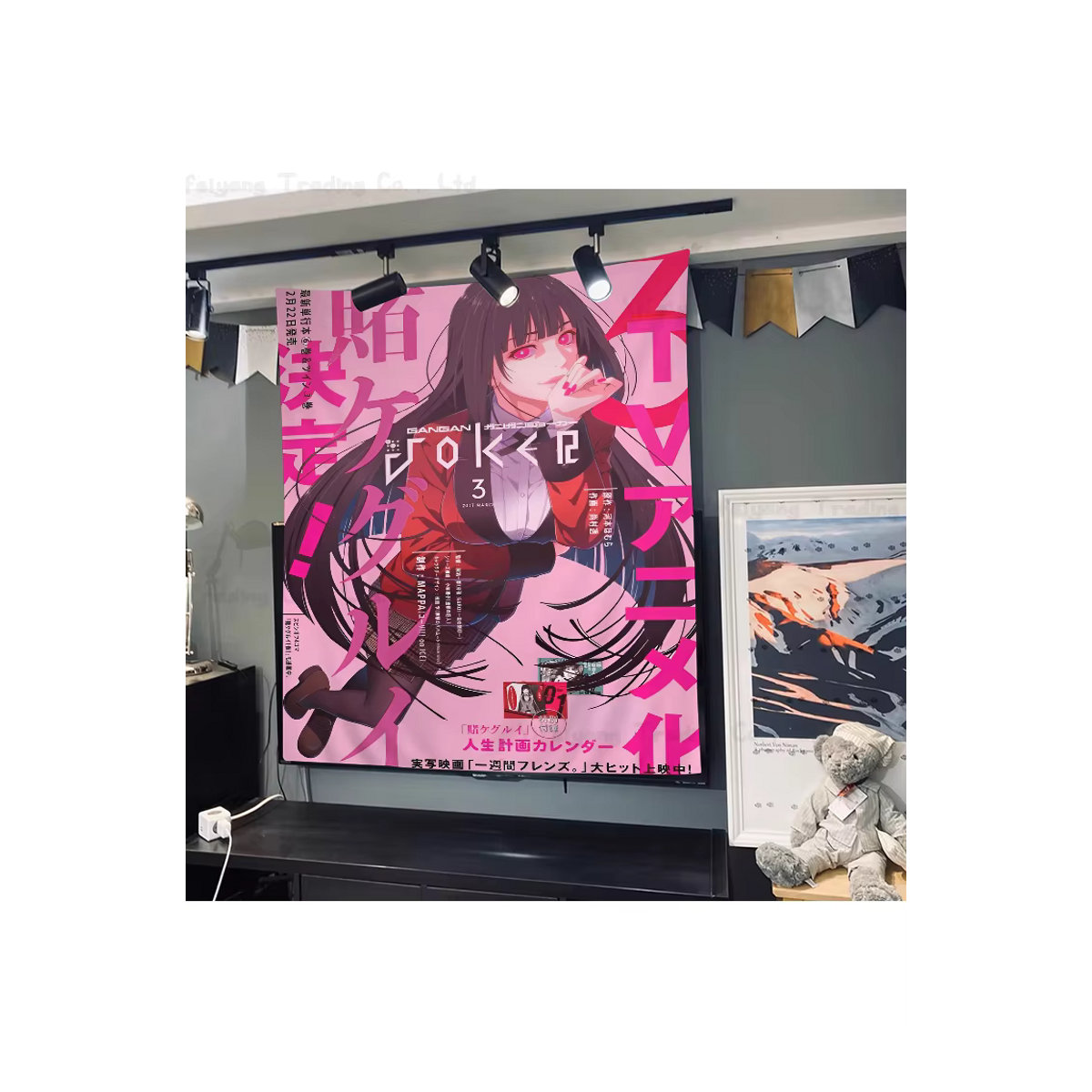 Kakegurui Jabami Yumeko Wandteppich mit Abstract-Design in Rosa, Rechteckiger Wandbehang für dein Zimmer - Bild 7