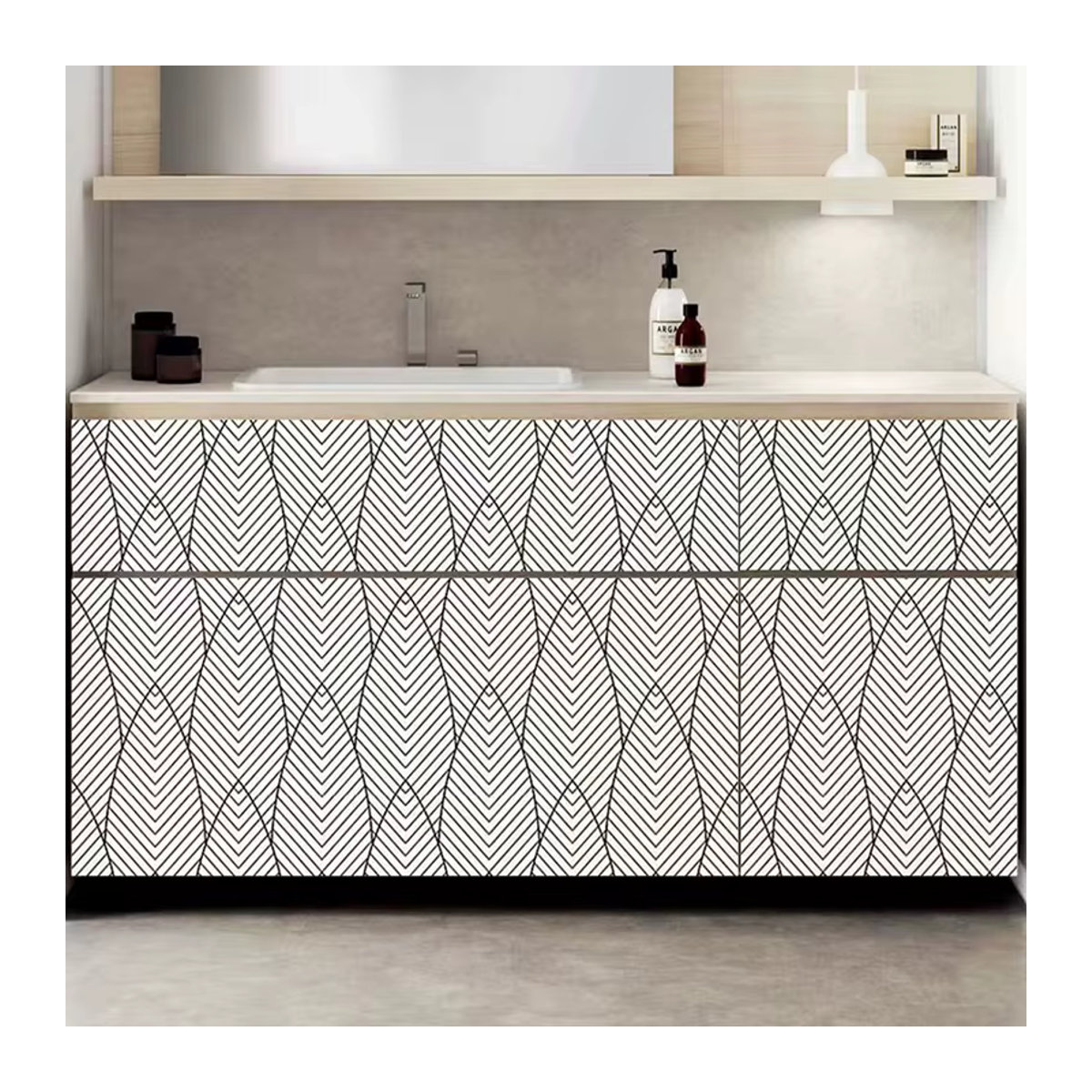 KALYNN Selbstklebendes Kontaktpapier mit modernem geometrischem Muster in Schwarz Weiß Grau - Bild 4