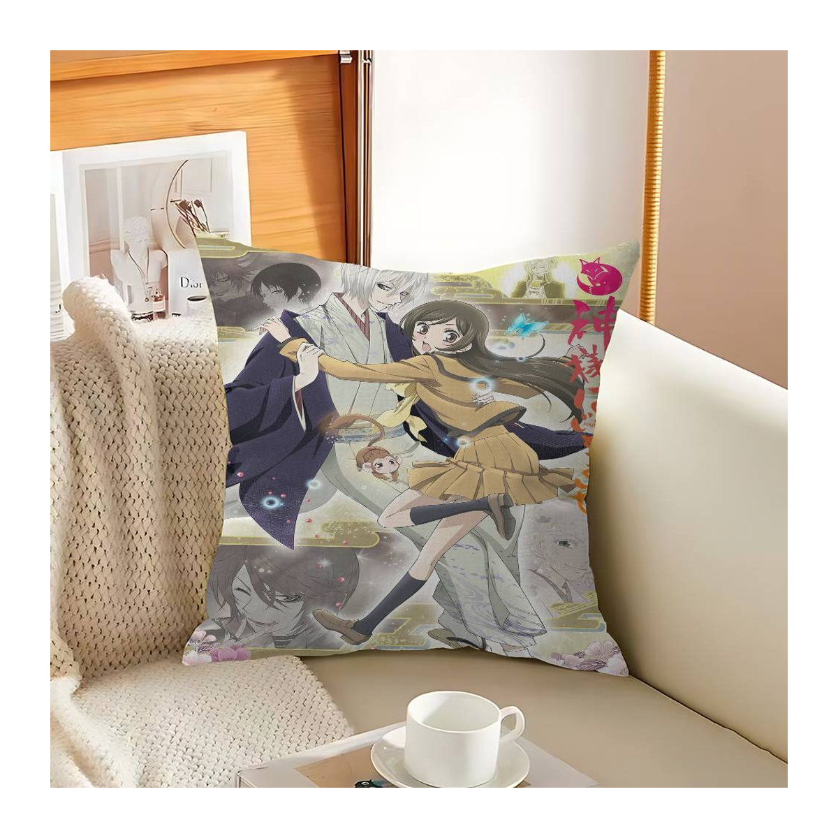 Kamisama Kiss Anime Kissenbezug Multicolor aus Peach Skin für Sofa und Wohnzimmer, B/T/H: 18 x 18 x 18 cm - Bild 1