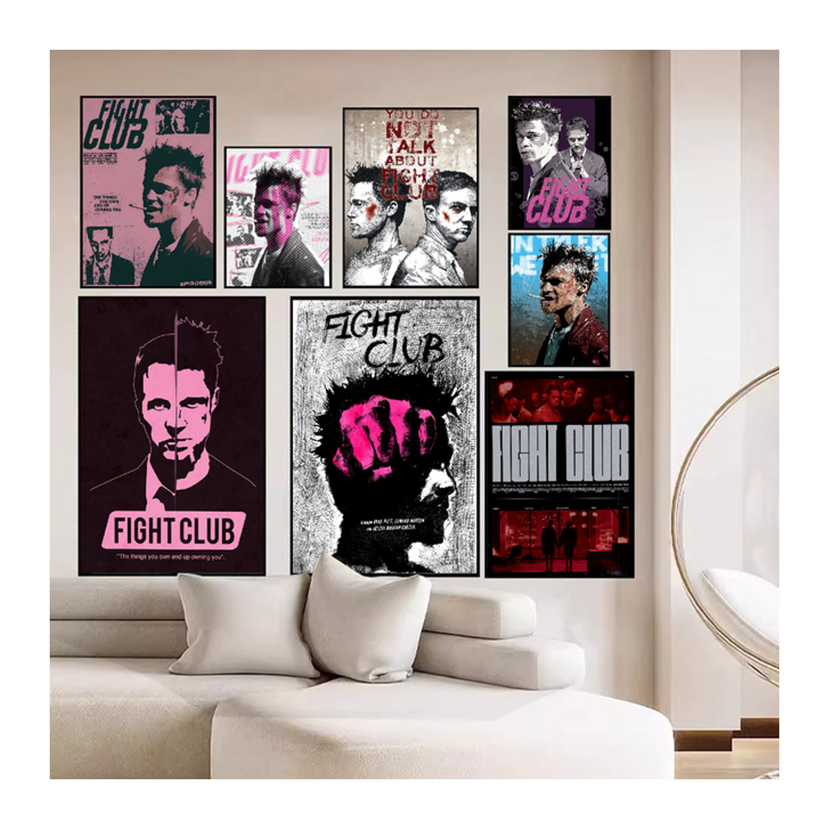Kampf Club Wandkunst Poster in Weiß und Mehrfarbig, Modernes Aesthetic Papier Poster für dein Arbeitszimmer - Bild 1