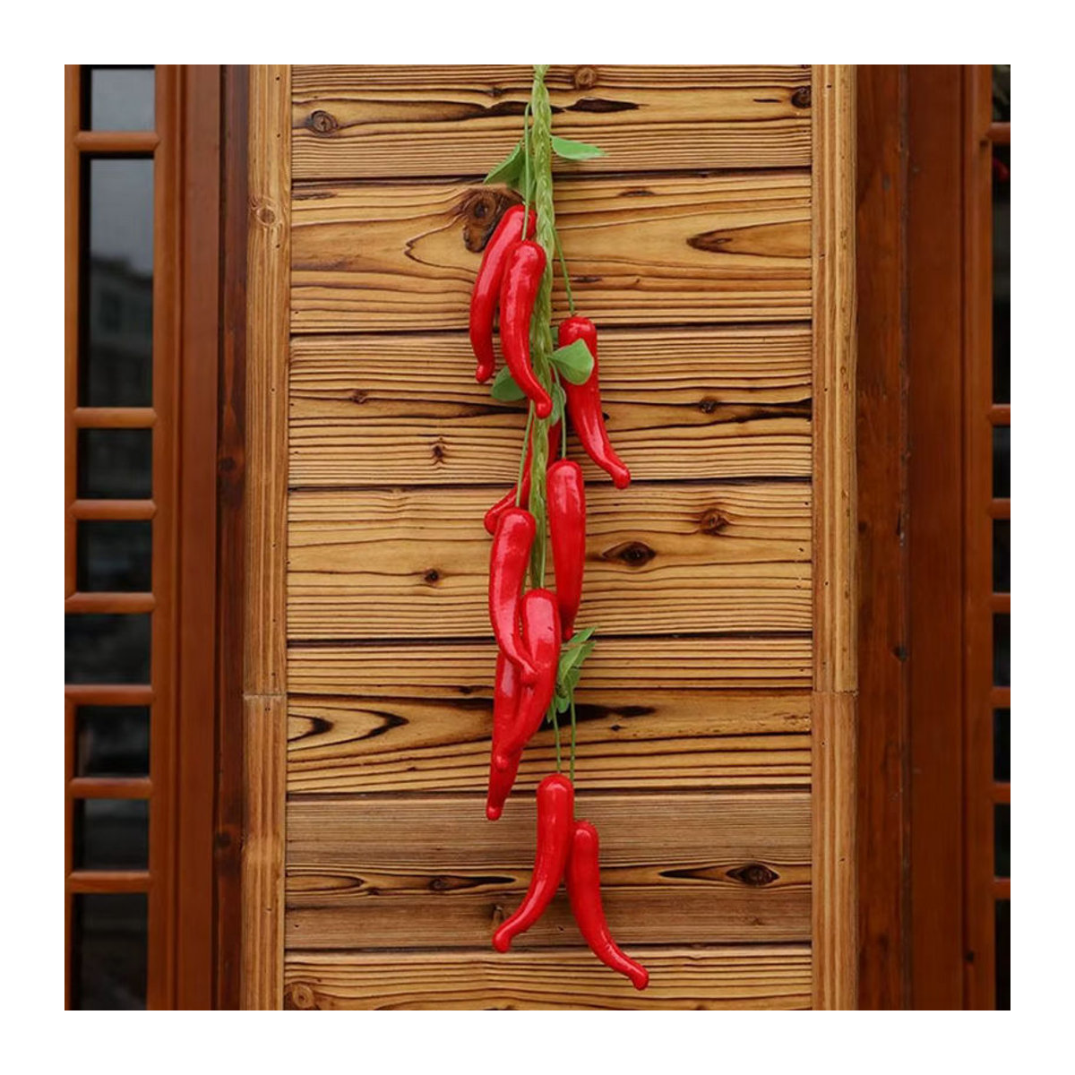 KANNERT Dekoration Rote Chili-Pfeffer als hängende Kunstpflanze aus Kunststoff für Fotografie und Wanddekoration - Bild 1