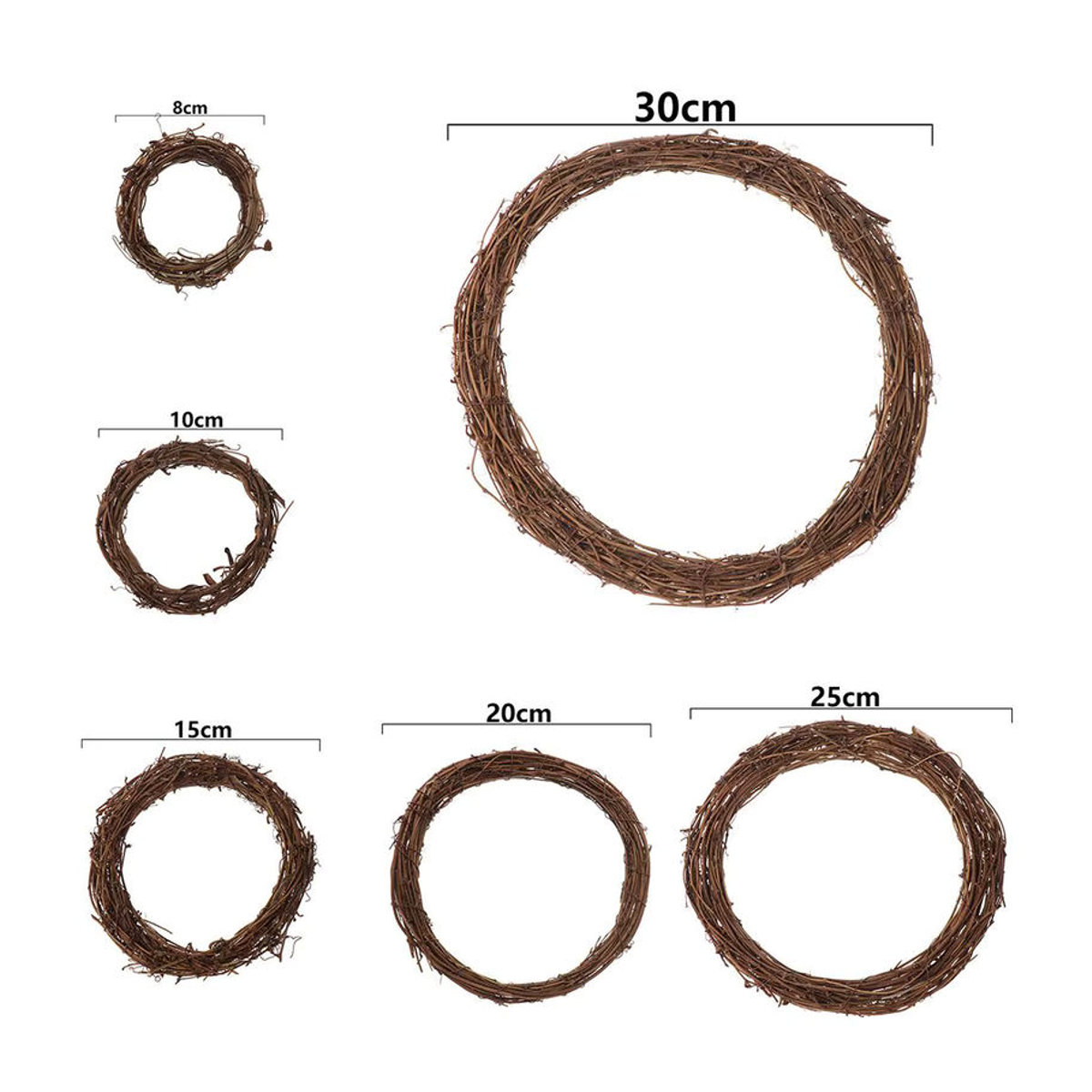 KANNERT Weihnachts-Rattan-Kranz in Braun, rustikale Weiden-Girlande für die Weihnachtsdekoration, rund und hängend, Durchmesser: 8-30 cm - Bild 5