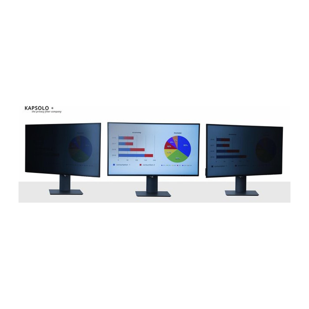 KAPSOLO 2-Wege Blickschutzfilter für 43,18 cm (17,0 Zoll) Wide 16:10 Monitore, abnehmbare Privatsphäre-Folie, Transparent/Schwarz, Modell KAP10698 - Bild 1