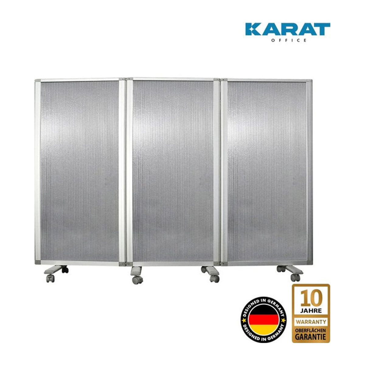 Karat office Doppelseitige Trennwand 3-teilig Grau aus Metall freistehend und modern - Bild 1