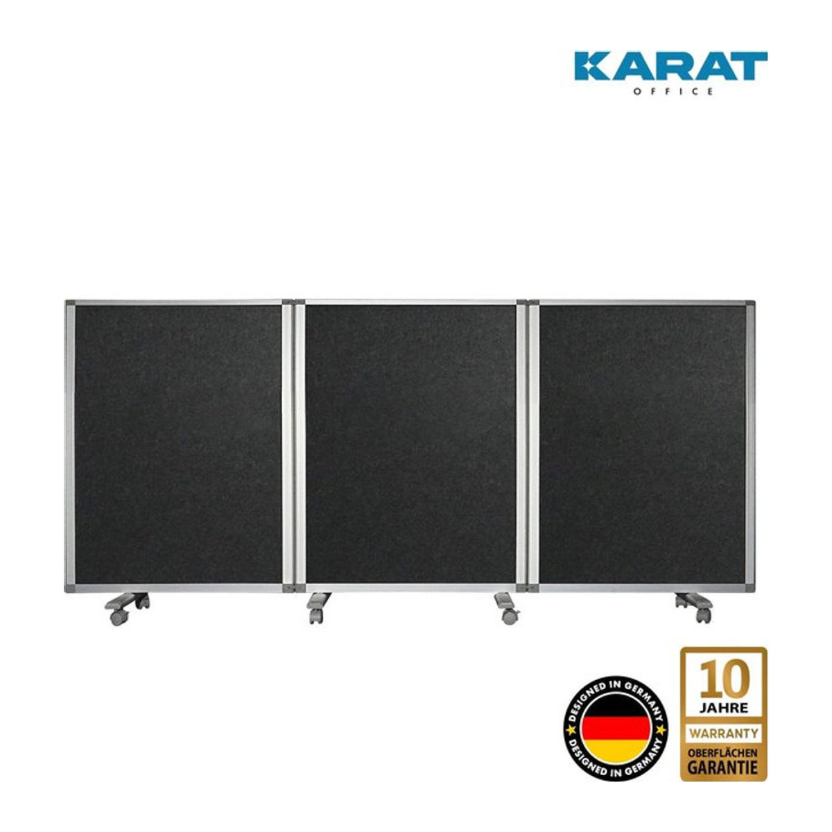 Karat office Doppelseitige Trennwand aus Textil, 3-teilig, schwarz, freistehend und modern - Bild 1