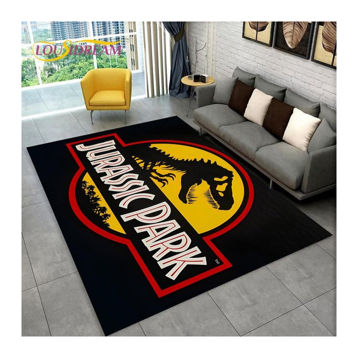 Karpetti 3D-Cartoon-Jurassic-Park-Dinosaurier-Druckteppich für Kinder, rutschfeste Bodenmatte für Wohnzimmer oder Schlafzimmer, B/T: 60 x 40 cm - Bild 1