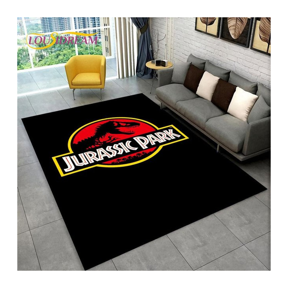 Karpetti 3D-Cartoon-Jurassic-Park-Dinosaurier-Teppich als rutschfeste Bodenmatte für Kinder, B/B: 60 x 40 cm - Bild 1