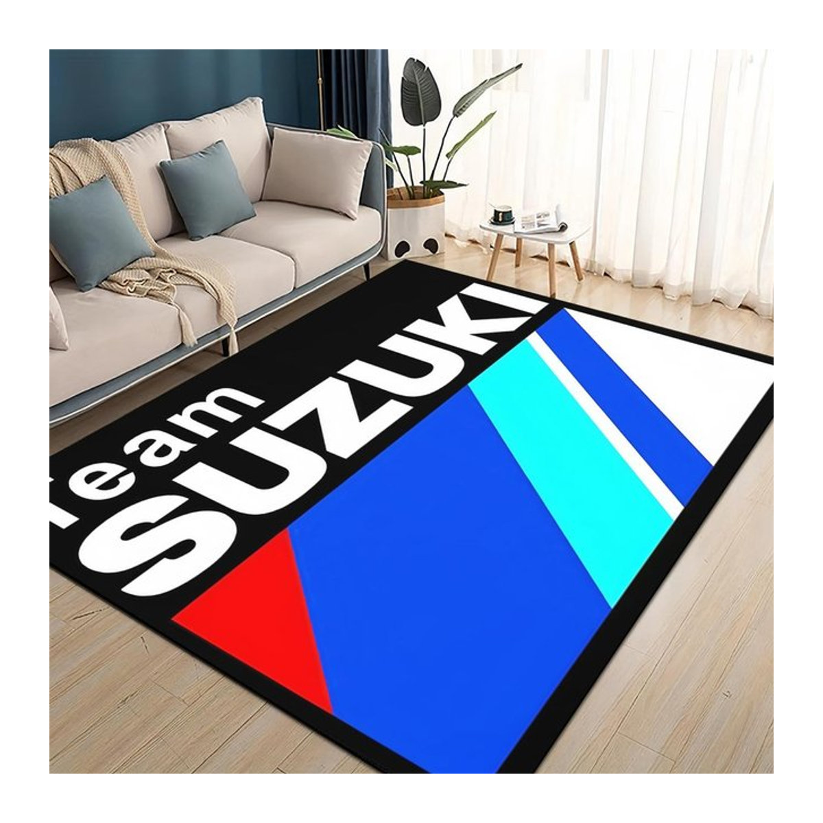 Karpetti 3D Druckteppich Rennwagen Suzuki Logo Rutschfeste Bodenmatte für Wohnzimmer und Kinderzimmer B: 120 cm, T: 80 cm - Bild 1