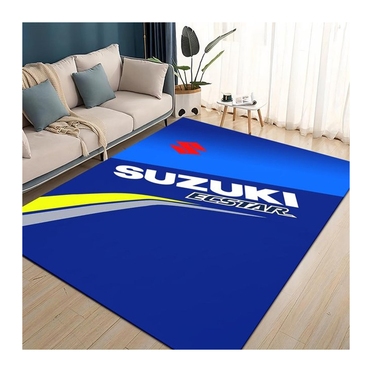 Karpetti 3D Rennwagen Teppich mit Suzuki Logo, rutschfeste Bodenmatte für Wohnzimmer, Schlafzimmer oder Kinderzimmer, Breite: 120 cm, Tiefe: 100 cm - Bild 1