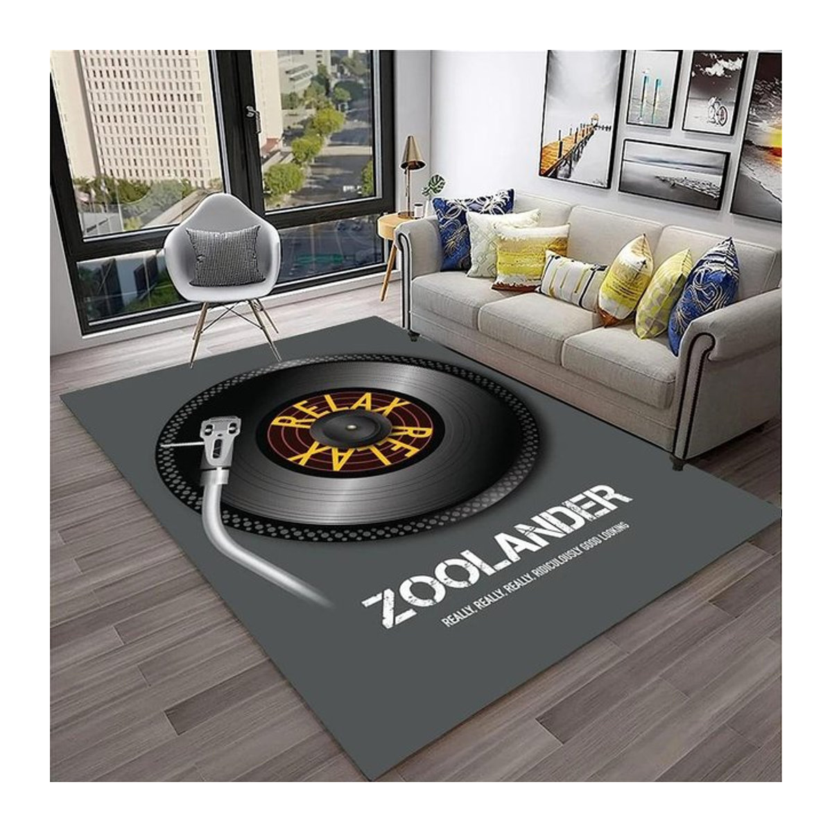 Karpetti 3D Retro Schallplatte Musik Kunst Teppich Rutschfeste Bodenmatte für Wohnzimmer und Schlafzimmer B/T: 60 x 40 cm - Bild 1