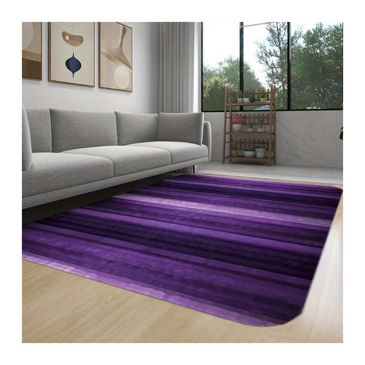 Karpetti Bereichsteppich Lila Gestreift Rutschfest für Wohnzimmer und Schlafzimmer B: 120 cm, T: 160 cm - Bild 1