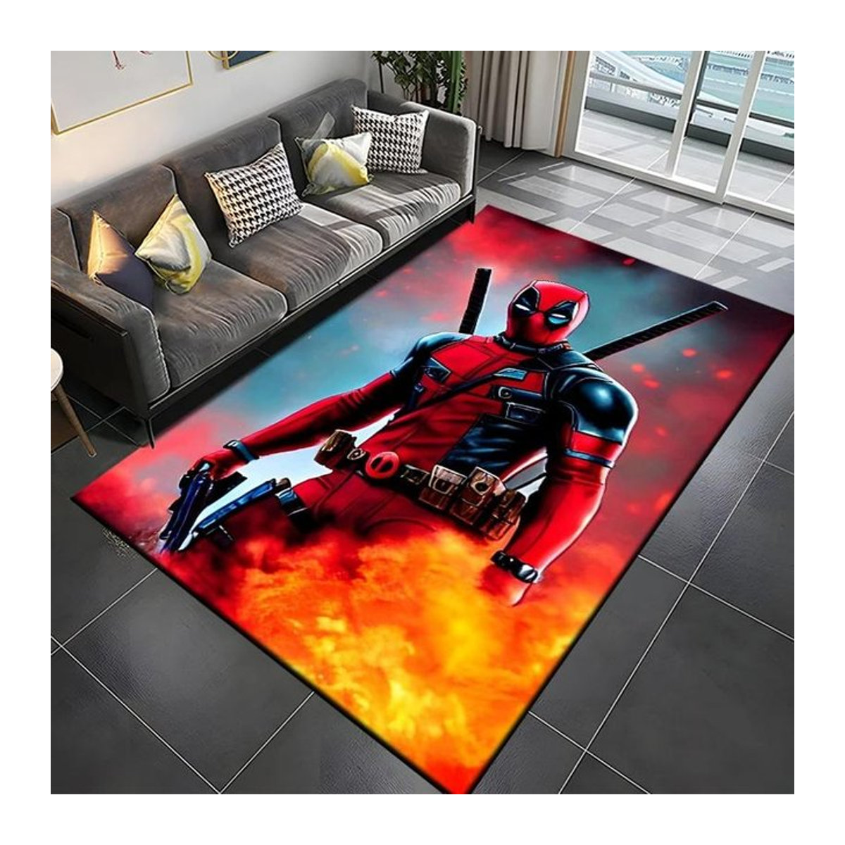 Karpetti Bereichsteppich Marvel Spider Man Deadpool 3D Design Rutschfeste Matte für Wohnzimmer Küche und Schlafzimmer B/B: 80 x 120 cm - Bild 1