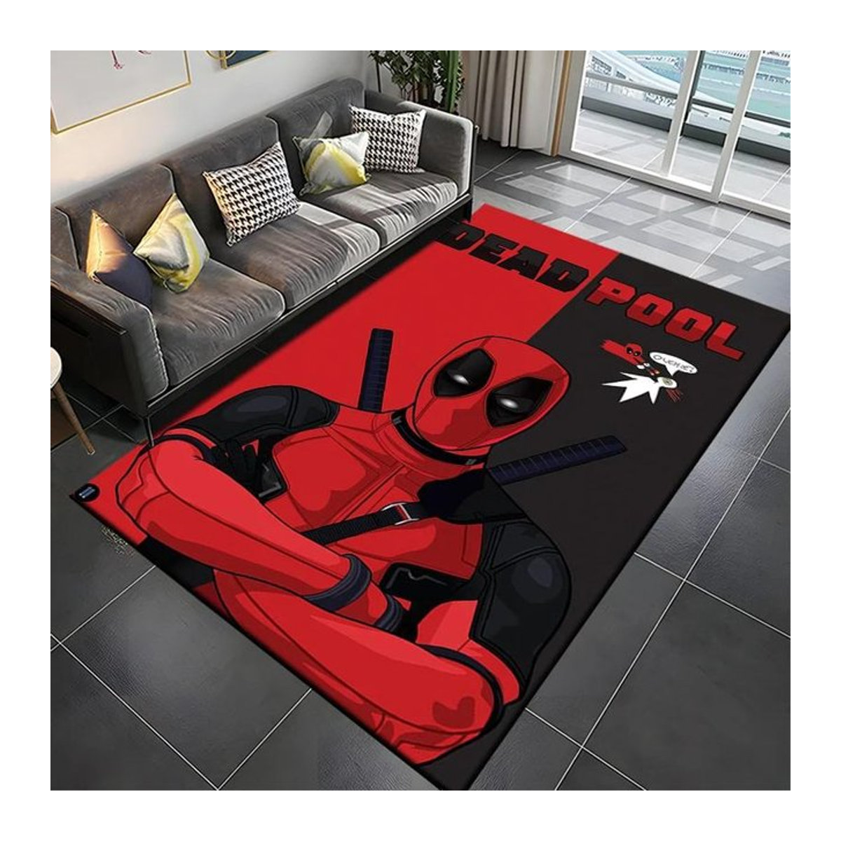Karpetti Bereichsteppich Marvel Spider Man und Deadpool im 3D Cartoon Design, rutschfeste Matte für Wohnzimmer, Küche oder Schlafzimmer, B/T: 120 x 80 cm - Bild 1