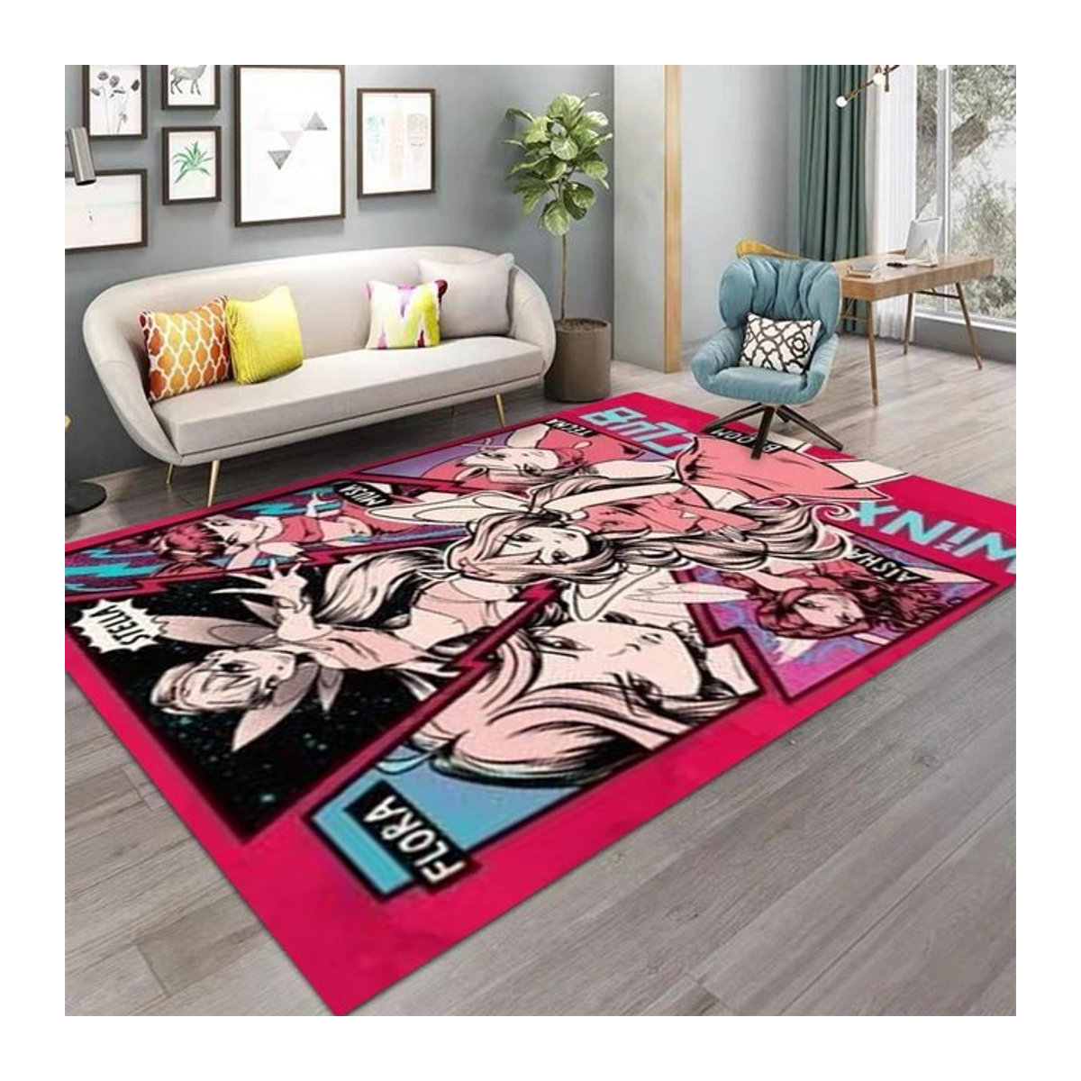 Karpetti Cartoon-Teppich Rot Multicolor, abstrakter faltbarer Bereichsteppich im Vintage-Stil für Wohnzimmer und Schlafzimmer, B/T: 60 x 40 cm - Bild 1