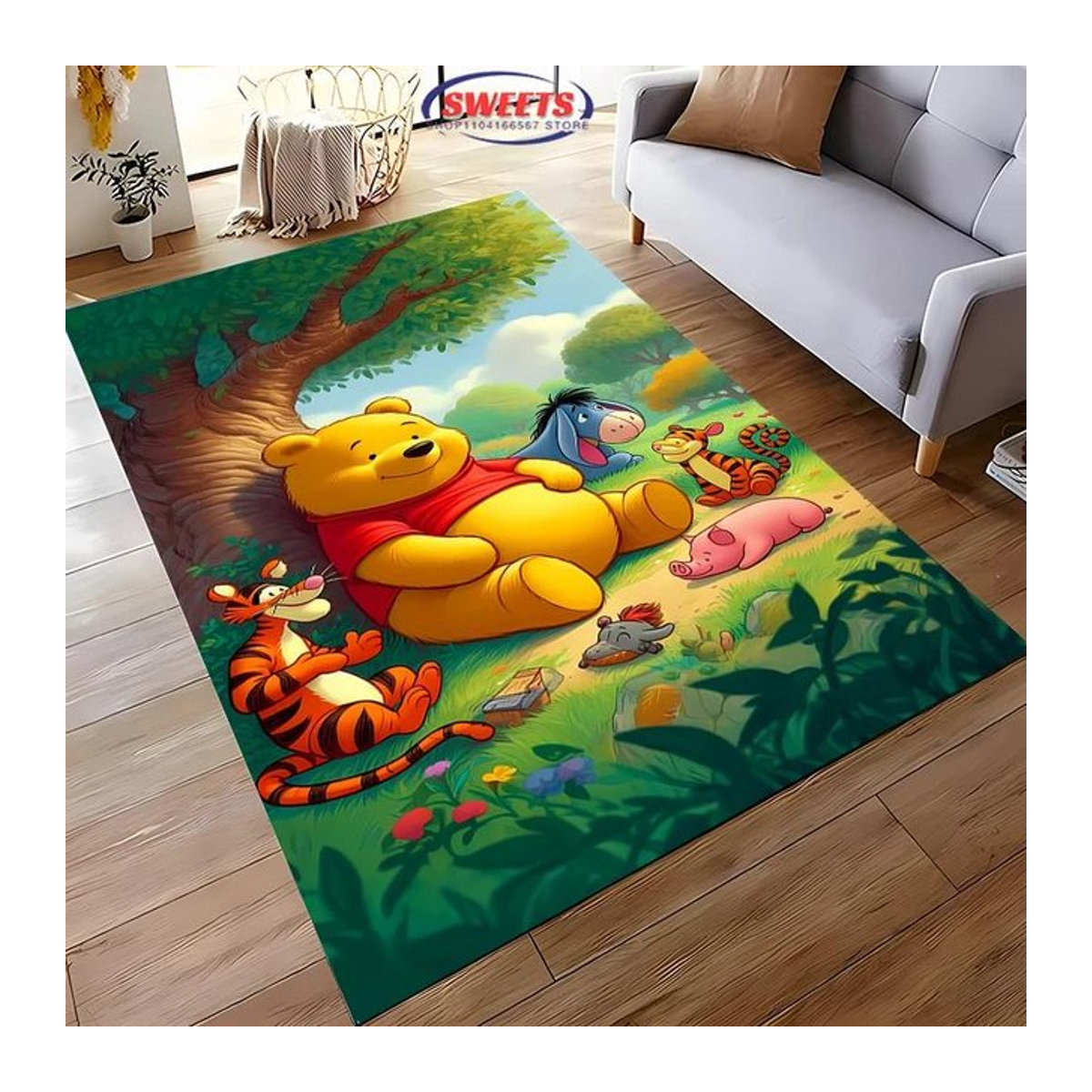 Karpetti Disney Winnie Puuh Teppich Multicolor, rutschfest und maschinenwaschbar, B/T: 150 x 200 cm - Bild 1