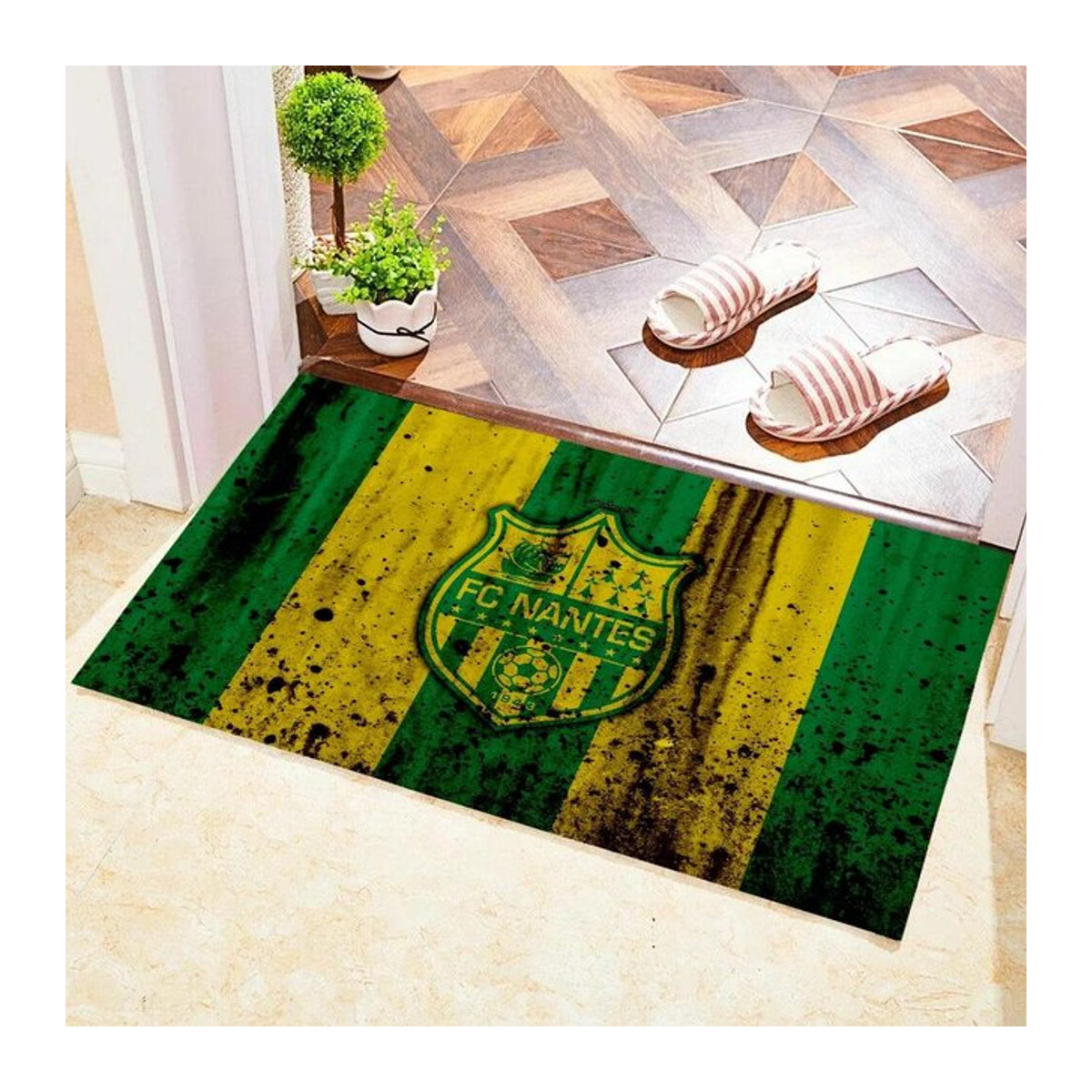 Karpetti Druckteppich FC Nantes Rutschfeste Fußmatte für Eingangsbereich und Küche B/T: 80 x 50 cm - Bild 1