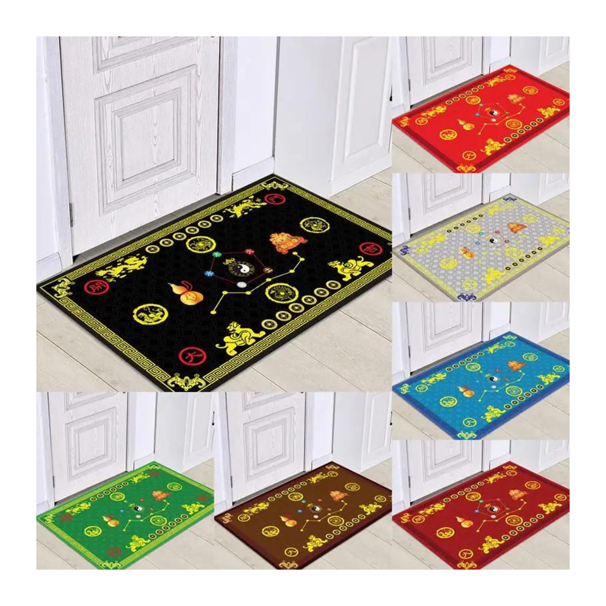 Karpetti Druckteppich Frohes Neues Jahr Willkommen Schmutzabweisende Fußmatte Indoor Multicolor B/B/H: 80 x 50 cm - Bild 4