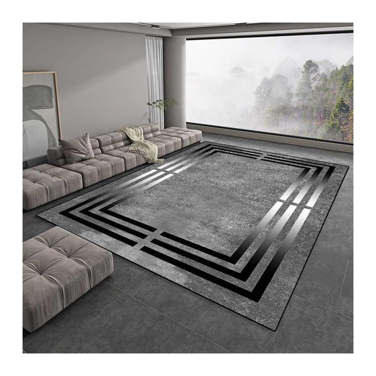 Karpetti Druckteppich Grau Schlicht und Weich für Wohnzimmer und Schlafzimmer B/T: 80 x 160 cm - Bild 1
