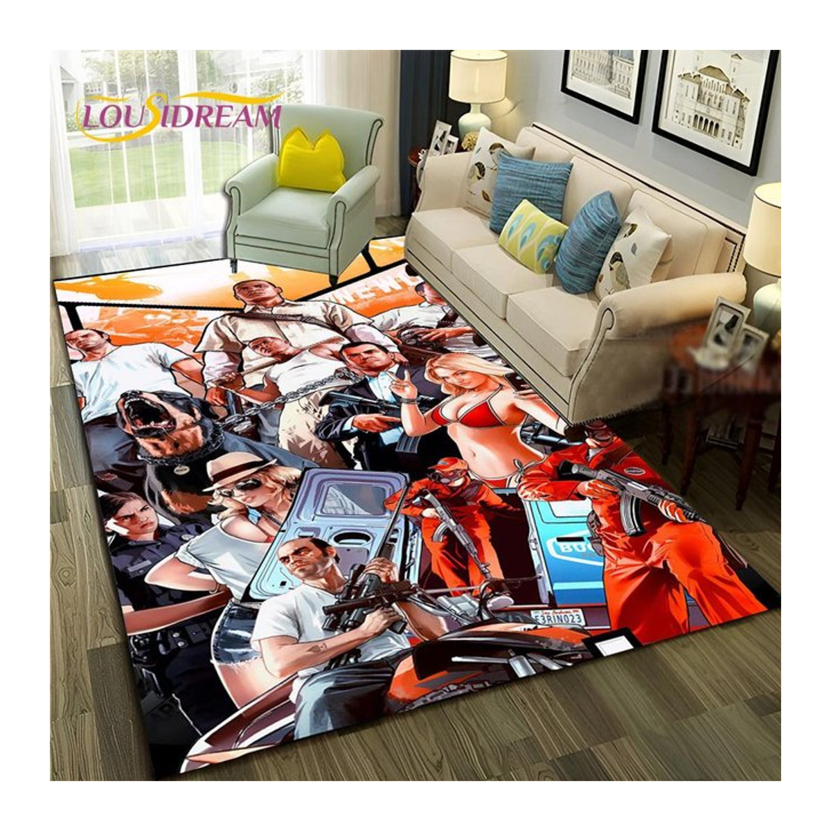 Karpetti Druckteppich GTA 3D Design Multicolor B/B: 120 x 80 cm - Bild 1