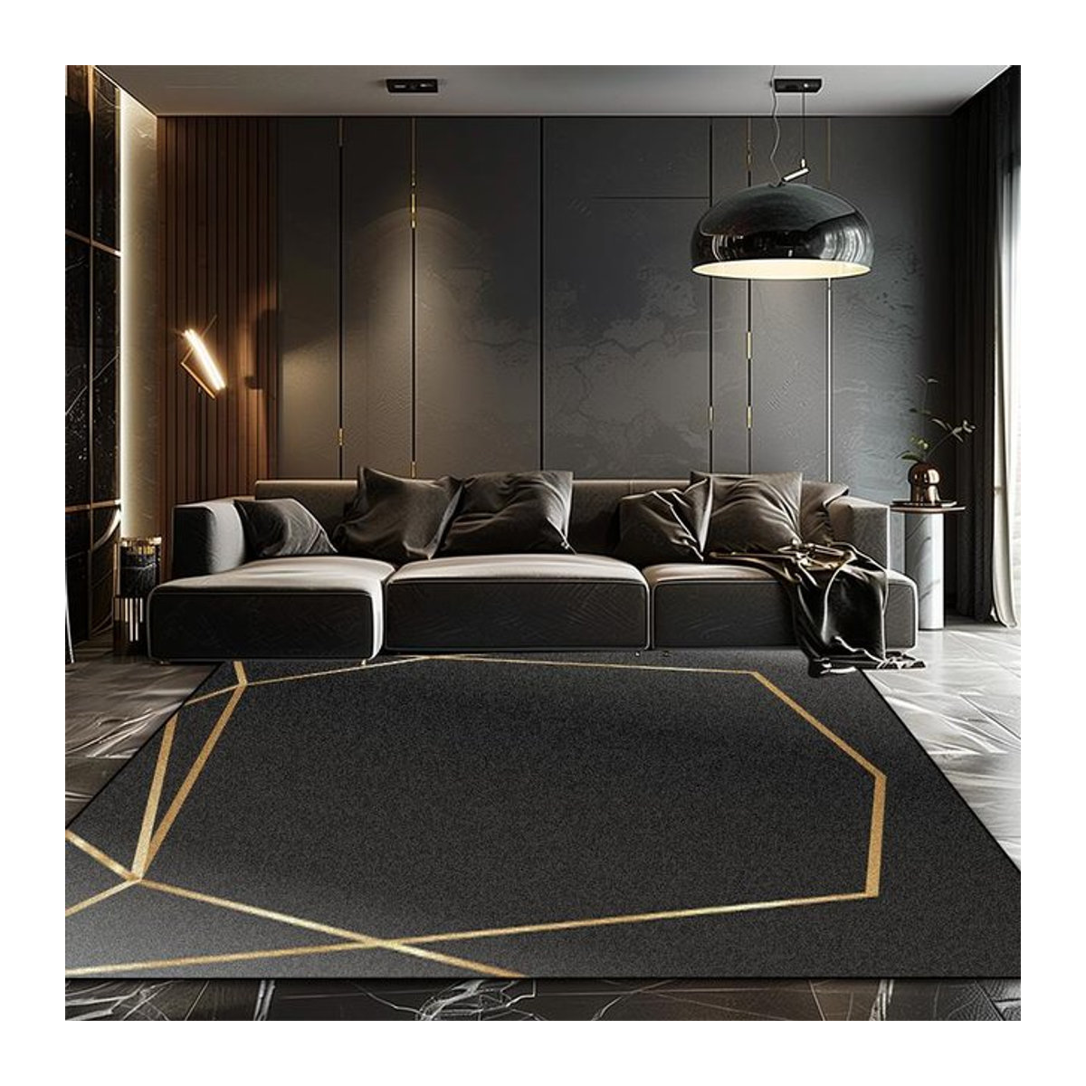 Karpetti Druckteppich im europäischen Luxus-Stil, Schwarz-Gold, B/T: 250 x 180 cm - Bild 1