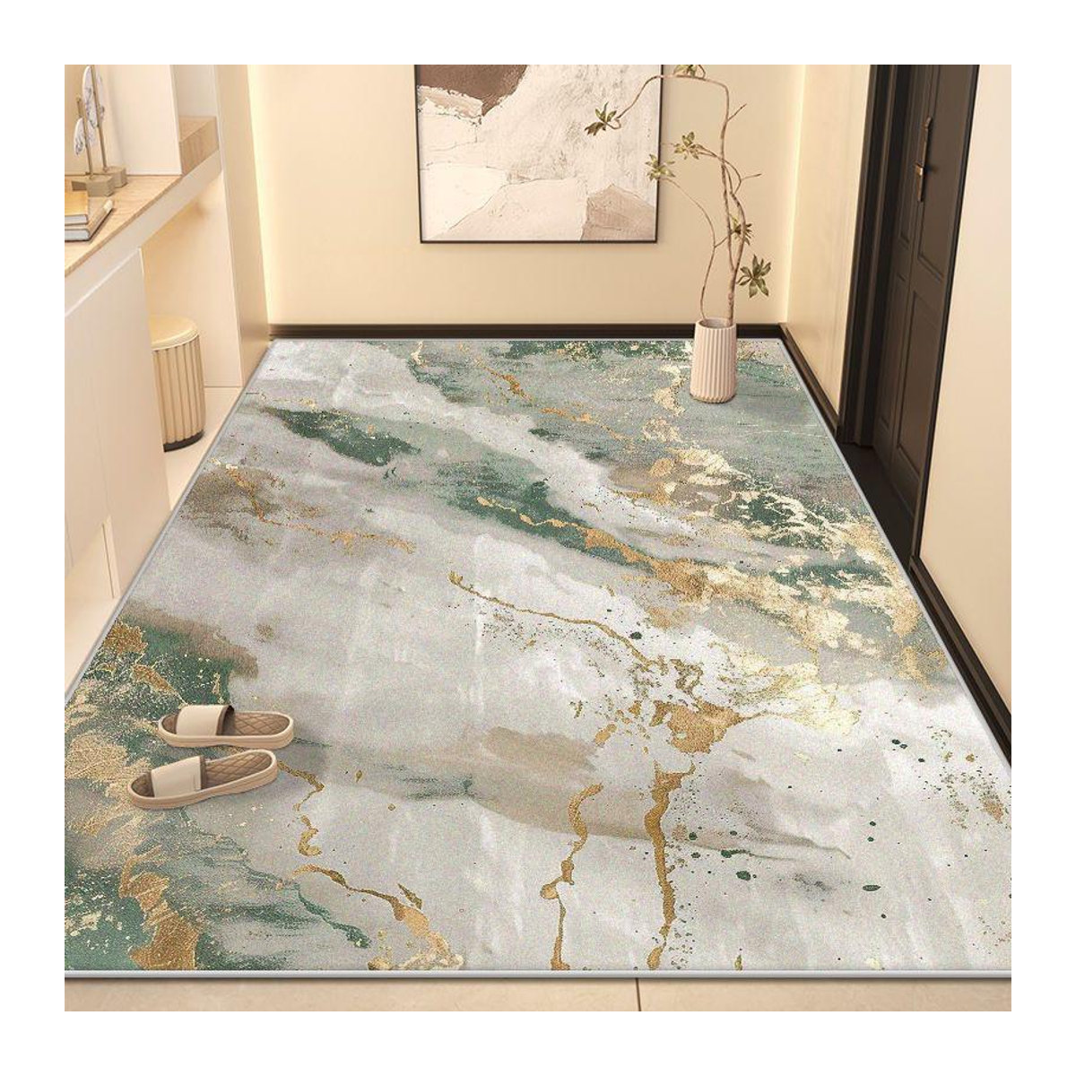 Karpetti Druckteppich im Marmorstil für Wohnzimmer und Schlafzimmer, rutschfest und waschbar, B/T: 90 x 60 cm - Bild 1