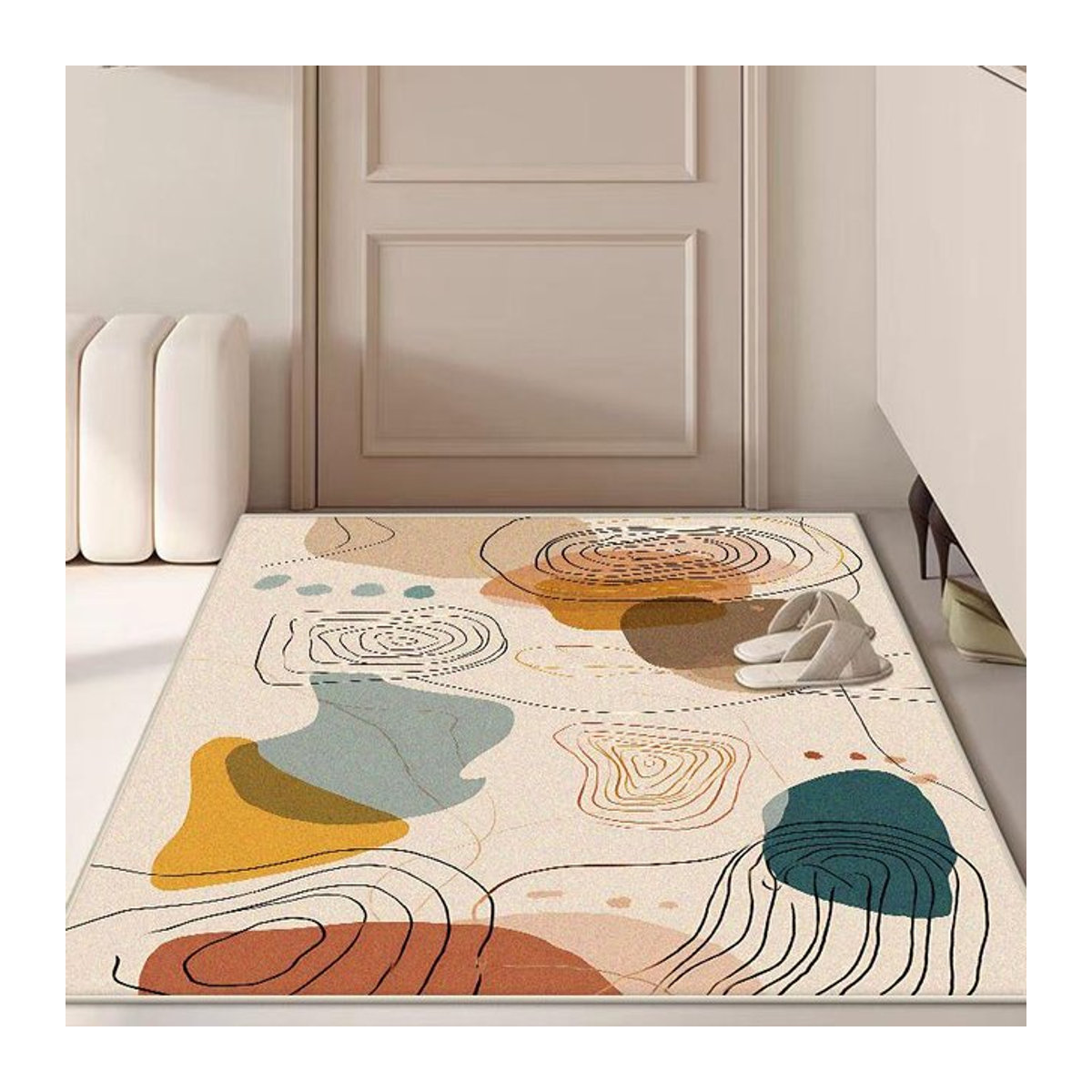 Karpetti Druckteppich im nordischen Stil mit abstraktem Design, rutschfest und weich, B/T: 60 x 90 cm - Bild 1