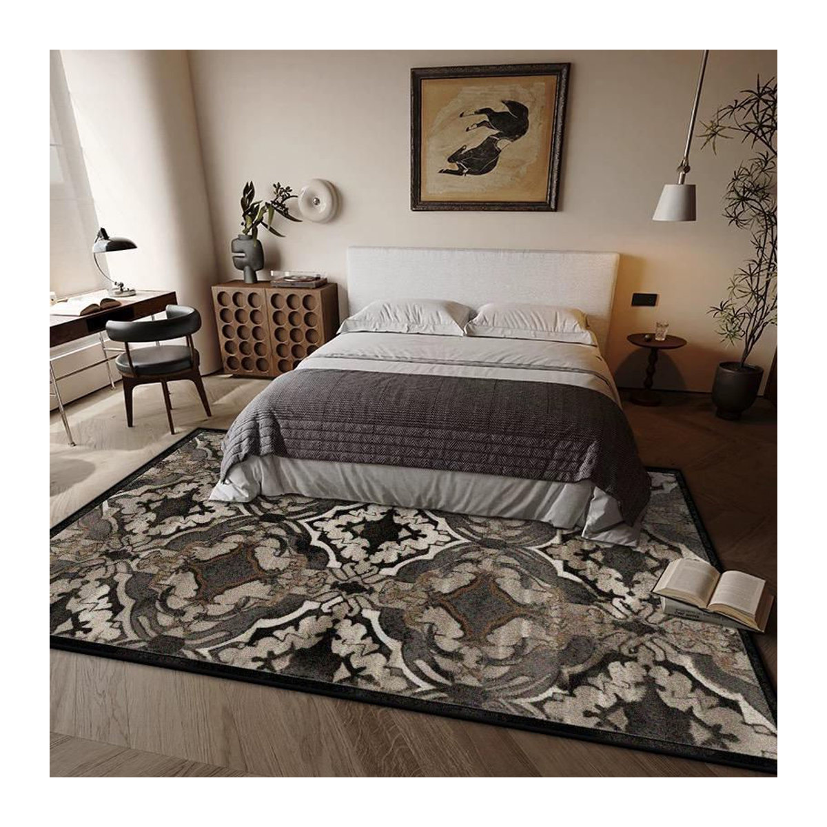 Karpetti Druckteppich im Retro-Stil, weiche und rutschfeste Bodenmatte für Wohnzimmer oder Sofa, B/T: 90 x 60 cm - Bild 2