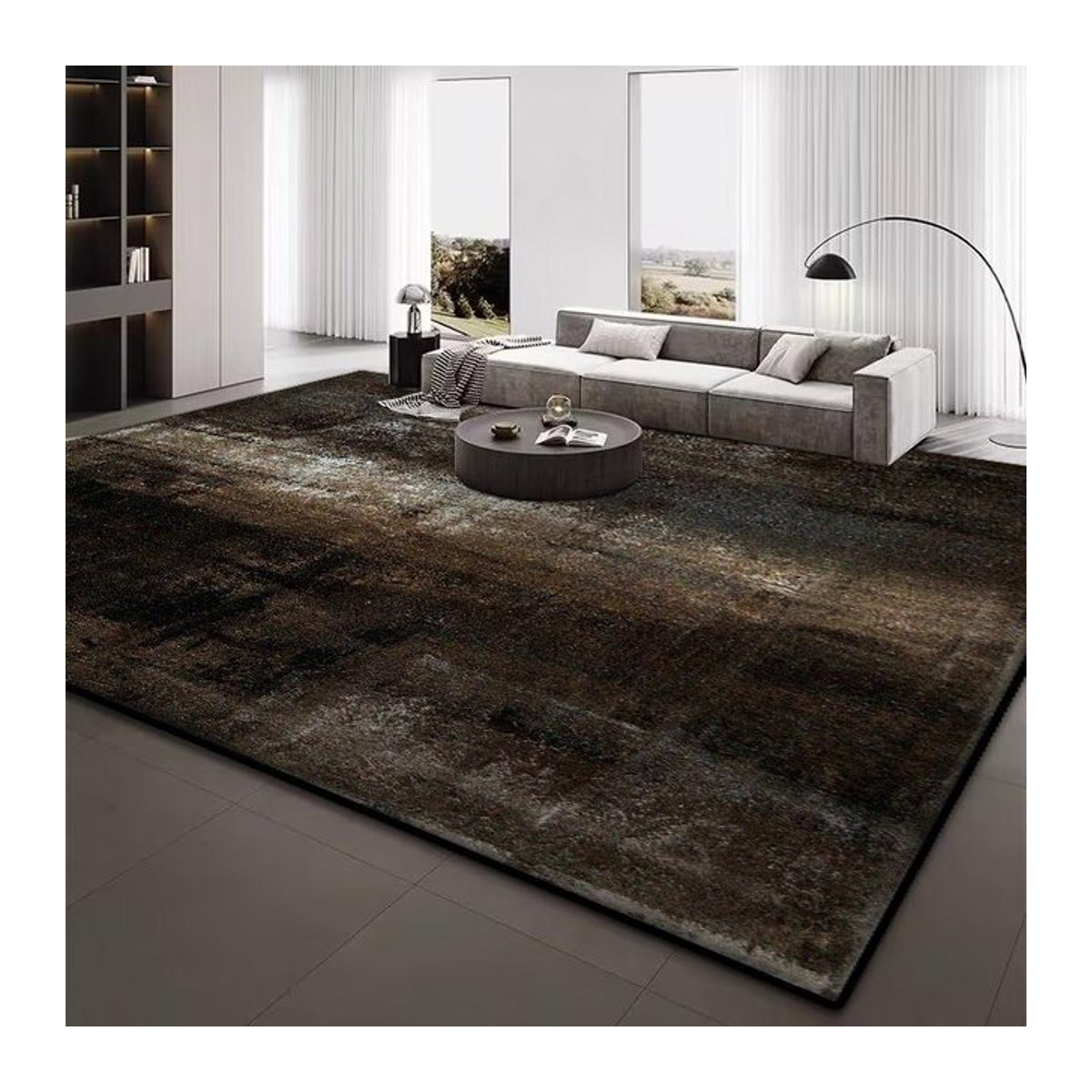 Karpetti Druckteppich in Grau, moderner nordischer Lounge-Teppich für Wohnzimmer und Schlafzimmer, weich und waschbar, rutschfest, B x T: 180 x 250 cm - Bild 1